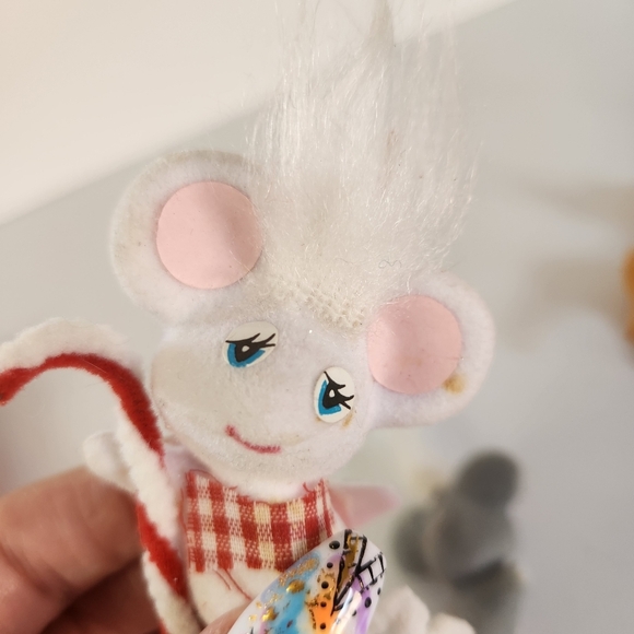 Vintage Flocked Mouse Mice Christmas Tree Ornament Lot MCM 60s 70s Kitsch - Picture 5 of 7